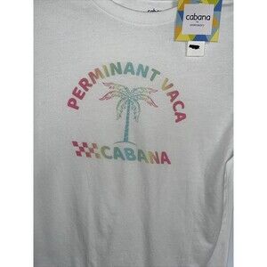 L Cabana by crown & ivy  white graphic t -shirt cotton/polyester crew neck